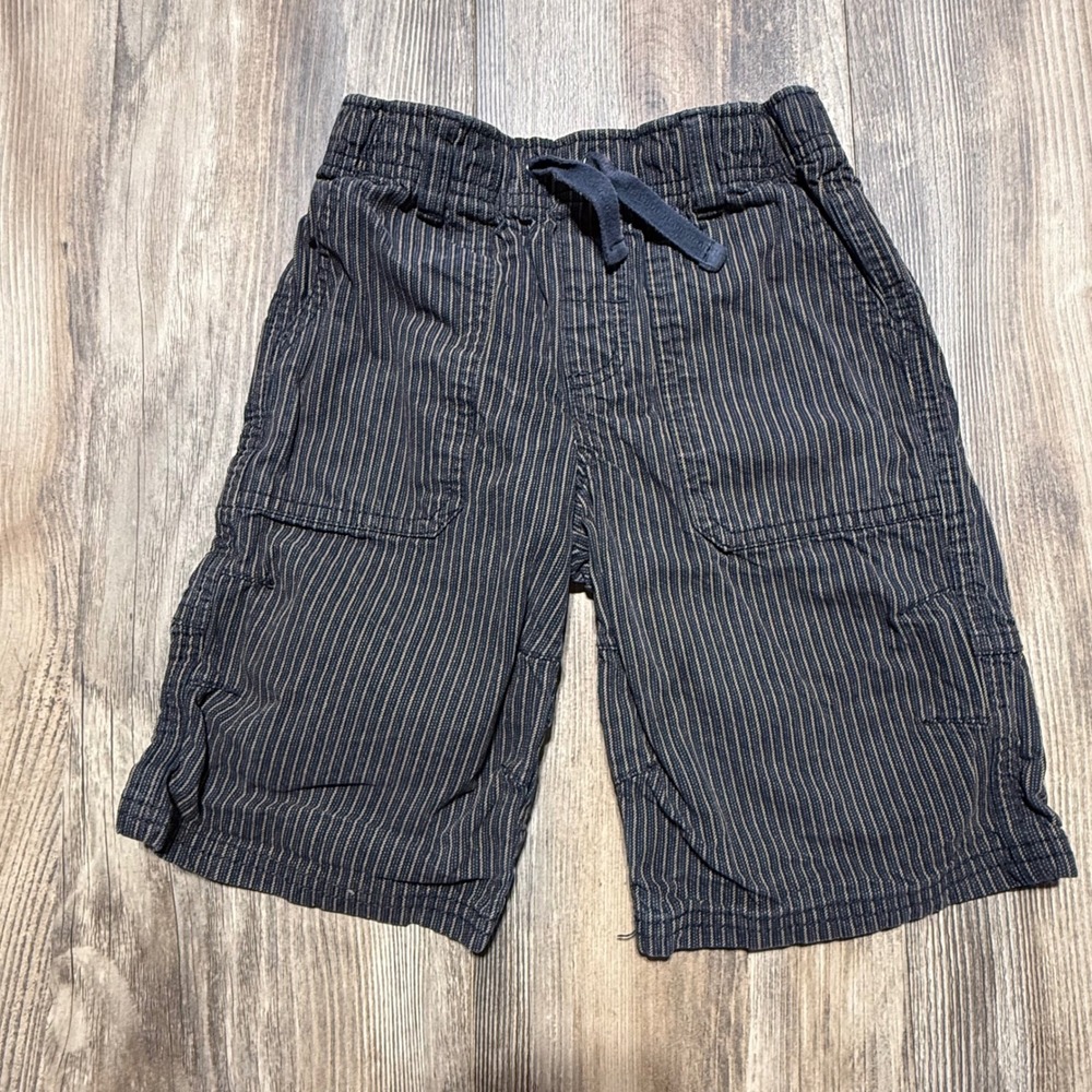 Gymboree Boys Navy Blue Pinstripe Cargo Shorts Size 5 Cotton Elastic Waist